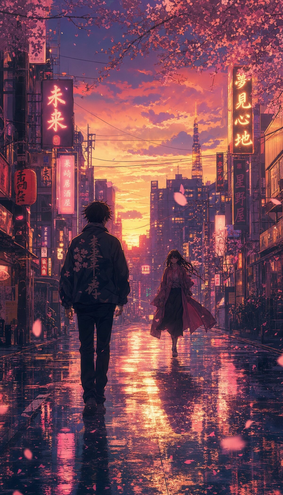 Tokyo sous la lumière magenta